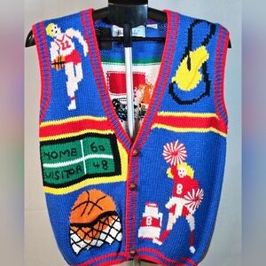 Rare Vintage 90's BellePointe Basketball Cheerleader Maximalist Sweater Vest, Sm